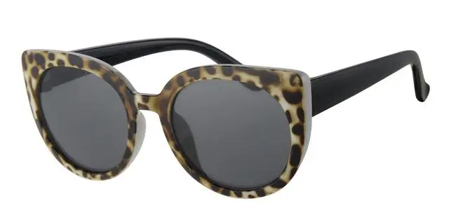 Børne Solbrille hvid med tiger print og sorte stænger samt sorte glas