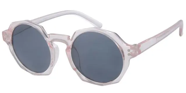 Børne Solbrille Transperant lys Pink med sølv dekoration og sorte glas