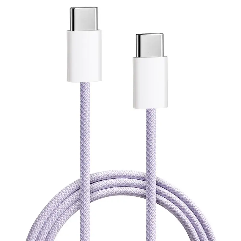 USB C til USB C kabel 2.0 m Rosa Vævet 3,0 amp max. 60 watt