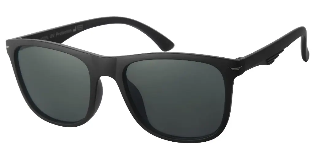 Solbrille mat sort med grønne glas