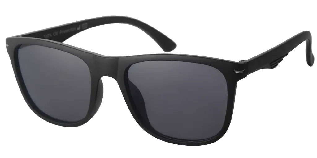 Solbrille mat sort med lyse sorte glas