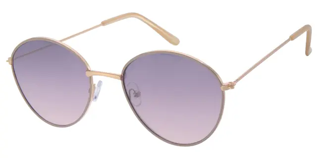 Solbrille rosa guld metal model med lilla gradueret til pink glas