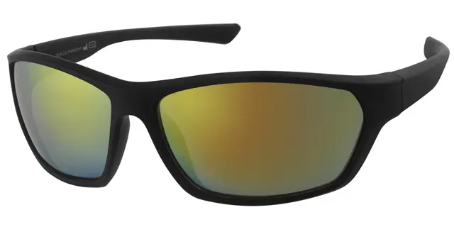Sports Solbrille sort gummi model med rød guld glas