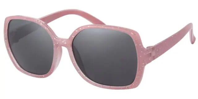 Solbrille tranperant pink med glimmer og sorte glas