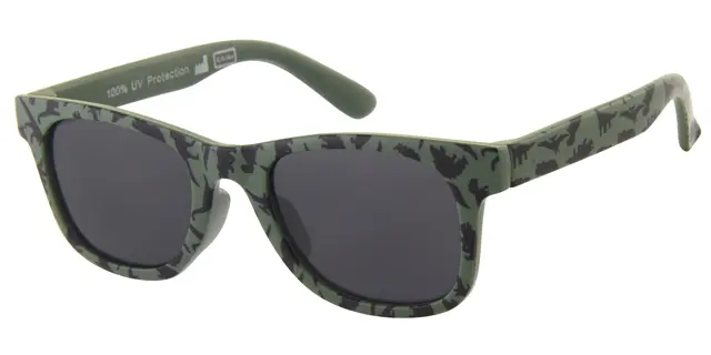 Solbrille blå med dino dekoration samt sorte Glas 