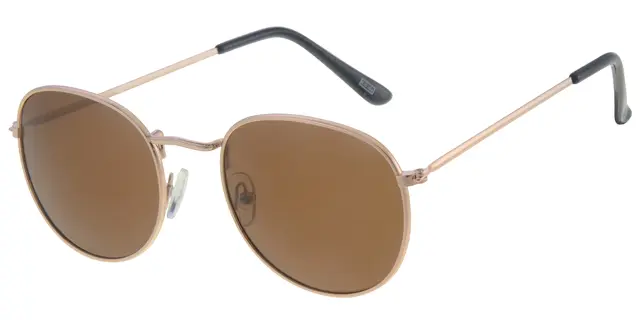 Solbrille guld metal stel med brune glas