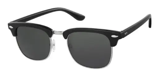 [404369-30129] [404369-30129] Solbrille Sort med nikkel bund og nikkel bro samt nikkel dekoration med grønne glas