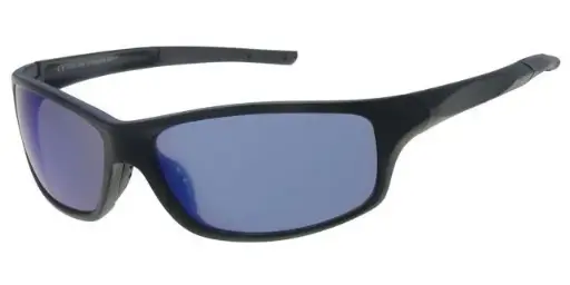 [404380-70164] [404380-70164] Solbrille sport mat sort med blå revo glas