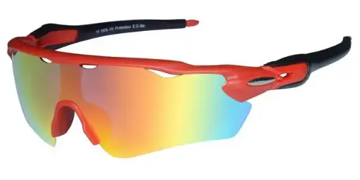 [450005-7041] Sportsbrille gummi rød/sort stel. Ægte revo glas