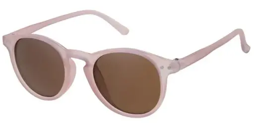 [505072-14019] Børne Solbrille transparent pink sand med gummi og sølv dekoration samt brune glas