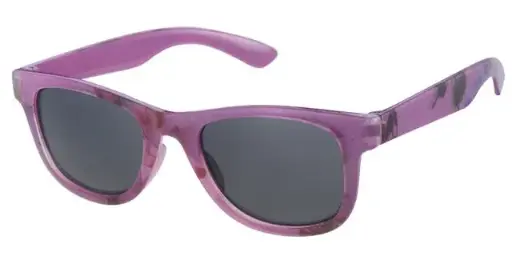 [505115-24018] Børne Solbrille transparent print - lilla inderside med sorte glas