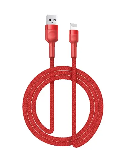 [805183] Iphone til USB A kabel rød flettet 2.0 meter 2,4 ampere