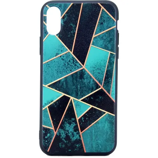 [813021] [813021] IPHONE 10-10S BAGCOVER SMARAGD GRØNT MOSAIK