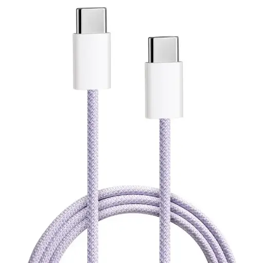 [805532] USB C til USB C kabel 2.0 m Rosa Vævet 3,0 amp max. 60 watt