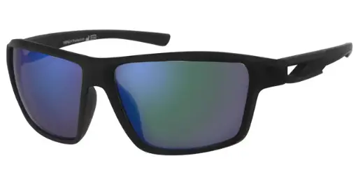 [404601-70185] Sports Solbrille sort gummi model med grøn coatede glas