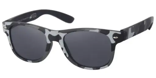 [505343-22018] Solbrille  sort med lilla blomster print og sorte glas