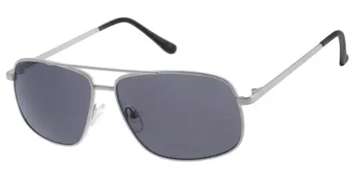 [404510-10346] Solbrille mat sølv samt sorte glas